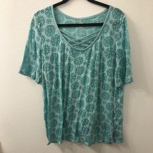 Brisos floral shirt blue 1X